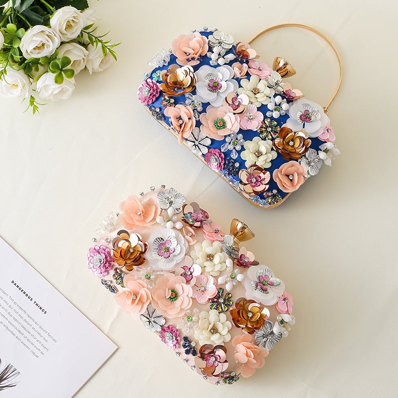 Selling Fashion Evening Bag Handmade Flower Beaded Banquet Bag Women'S Hand Bag Portable Gift Bag - Image 3