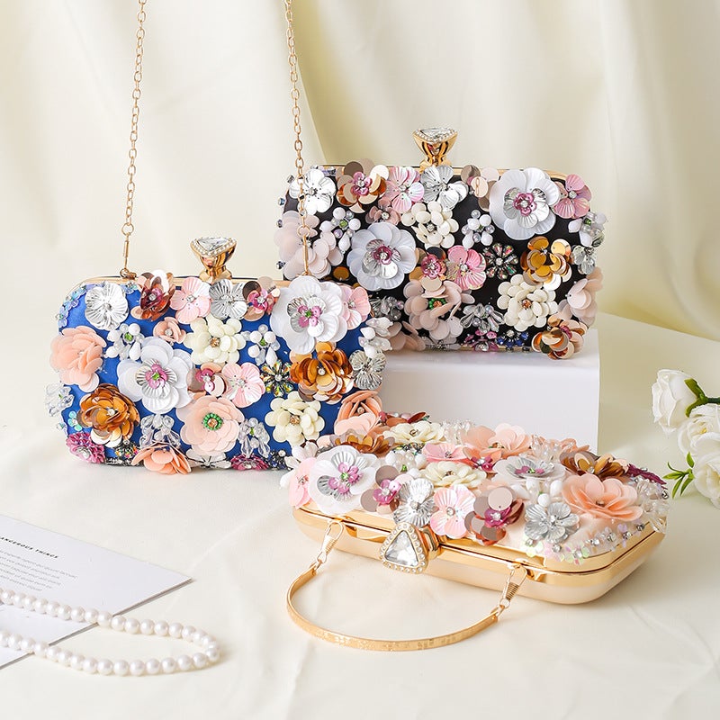 Selling Fashion Evening Bag Handmade Flower Beaded Banquet Bag Women'S Hand Bag Portable Gift Bag - Image 2