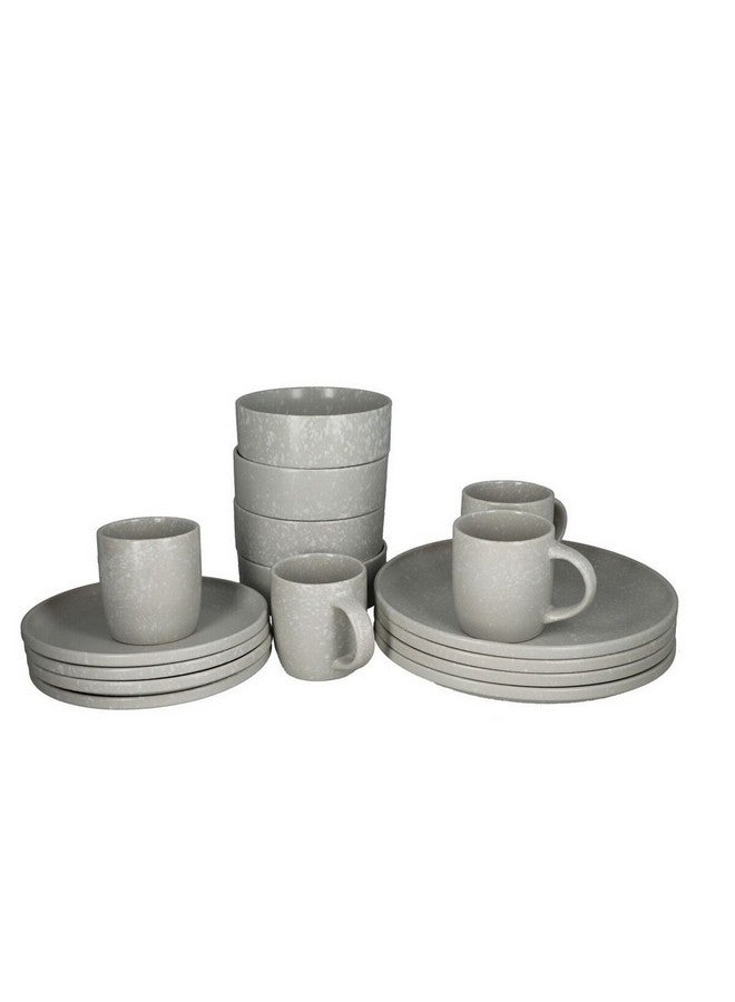 بين سيرفي طقم عشاء أنيق من الفخار الحجري، مكون من 16 قطعة، رمادي فاتح، 28.5 × 29 × 30 سم، ST7455-GY - Image 1