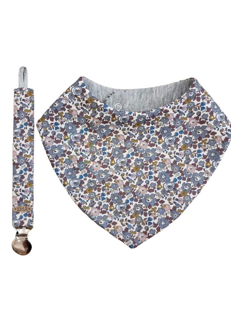 SMA BIBS x LIBERTY Pacifier Clip Liberty gift pack - bib and pacifier clip - Anti-lost clip Anti-drop Chain Universal Pacifiers Teether Holder and cotton bib for babies - Image 1