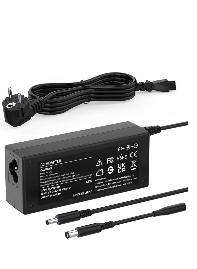 65W Laptop Charger for Dell Inspiron 11 13 14 15 17 3000 5000 7000 3593 3793 3505 3511 5593 5559 5570 Latitude 3510 3410 3520 3420 Vostro 55 Power Adapter 90 XP S12 HA65NS5-00  - Image 1