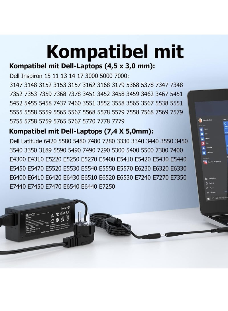 65W Laptop Charger for Dell Inspiron 11 13 14 15 17 3000 5000 7000 3593 3793 3505 3511 5593 5559 5570 Latitude 3510 3410 3520 3420 Vostro 55 Power Adapter 90 XP S12 HA65NS5-00  - Image 4