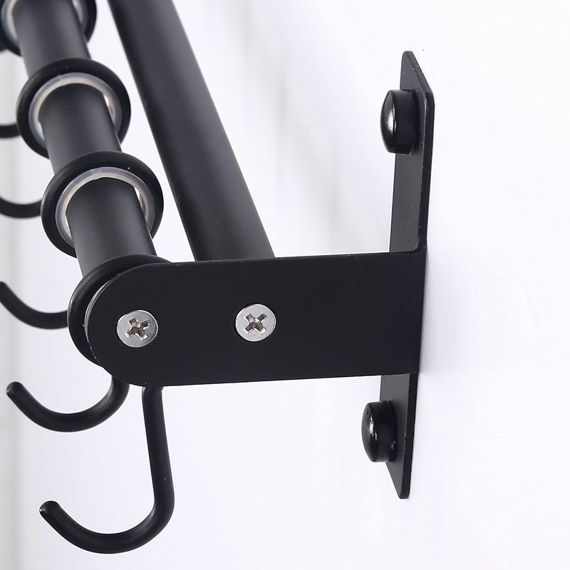 Dseap Pot Rack - Pots and Pans Hanging Rack Rail with 8 Hooks, Double Bars, Pot Hangers for Kitchen, Wall Mounted,Black - Image 5