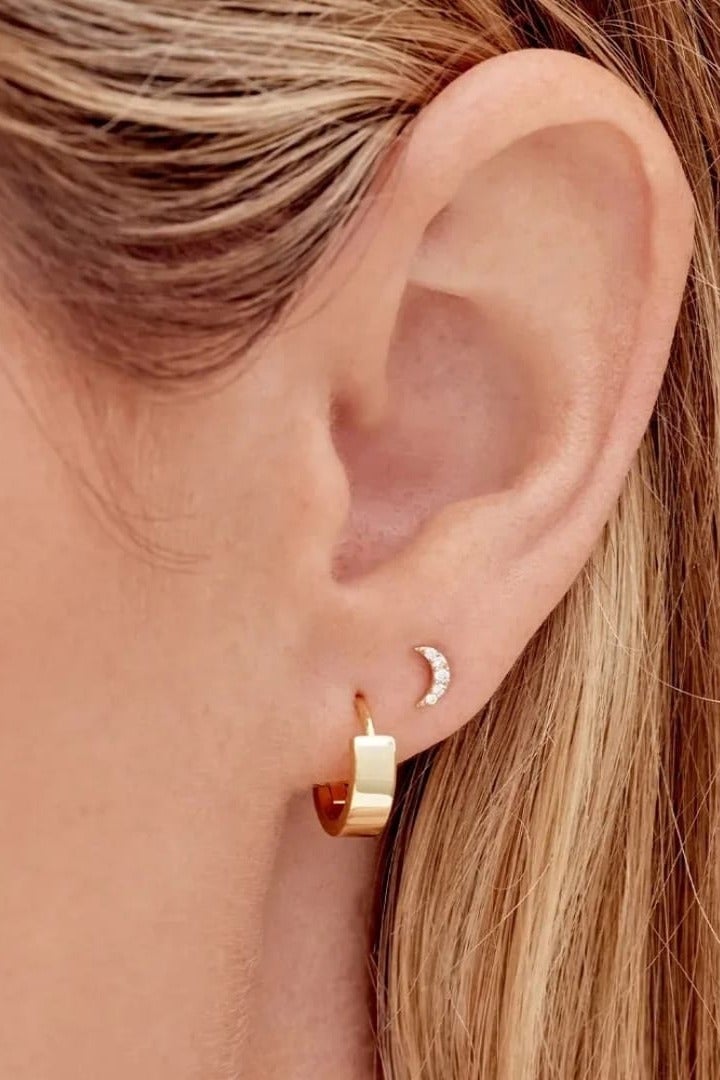 لاكجيريا قراط مطلية بالذهب عيار 18 قيراط للنساء حلقية مكتنزة عصرية بتصميم هندسي مجوف متدلية طويلة بحلقات ذهبية - Image 1