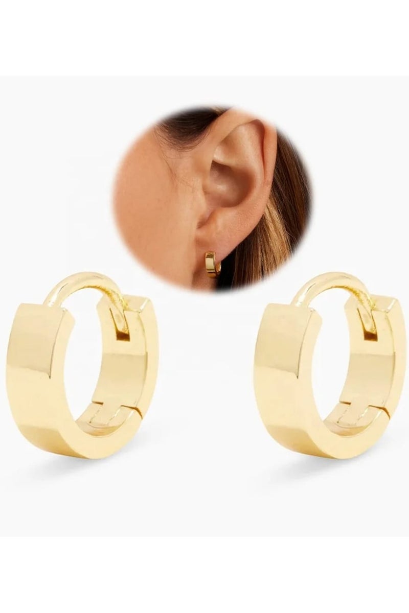 لاكجيريا قراط مطلية بالذهب عيار 18 قيراط للنساء حلقية مكتنزة عصرية بتصميم هندسي مجوف متدلية طويلة بحلقات ذهبية - Image 2