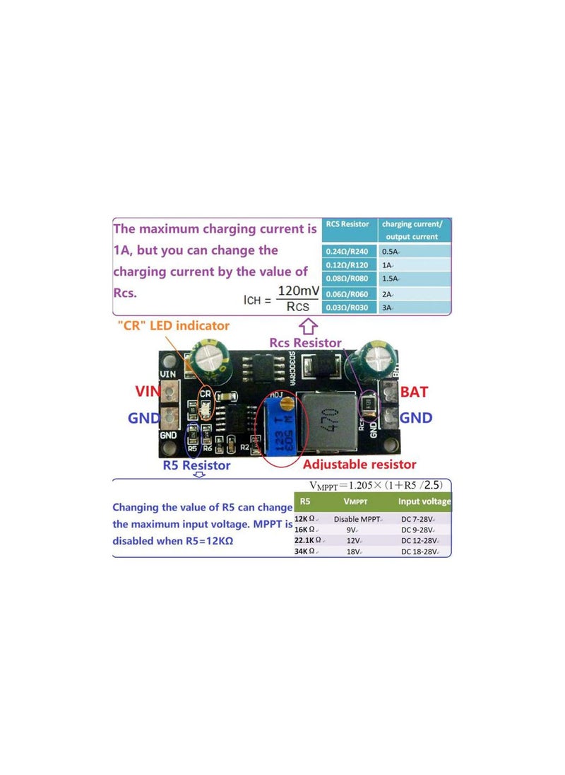 1A 12V MPPT Solar Panel Controller, Li-ion LiFePO4 Lithium Battery Charger Module