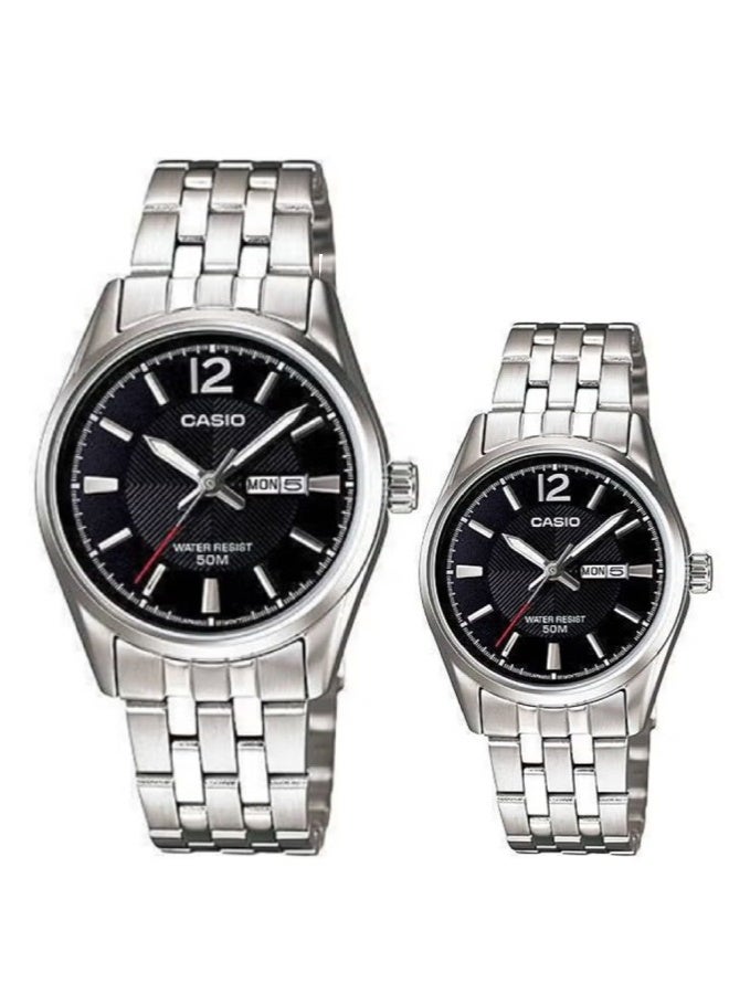 Casio His & Her Stainless Steel Band Couple Watch MTP/LTP -1335D-1AVDF - Image 1