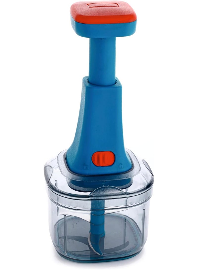 GANESH Clever Chop Push Chopper Manual Hand Press Push Chopper with 3 Blades for Effortless Chopping Vegetables & Fruits-600ML  - Image 1