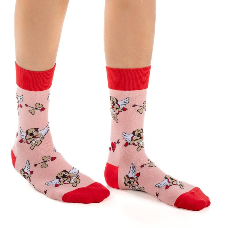Good Luck Sock Women's Valentine's Day Cupid Pugs Socks, Adult, Shoe Size 5-9 - Image 2