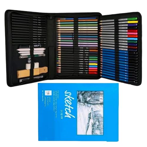Corslet 72 Pcs Art Pencil Sketch Kit Drawing for Artists Kit Graphite Colored Charcoal Sketch Book Stumps Eraser Sketching Kit for Artist Drawing - Image 1