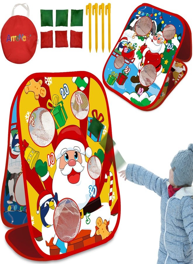 AMENON Christmas Party Games for Kids Adults Bean Bags Toss Game Double Side Collapsible Cornhole 8 Score Holes Christmas Toys Party Favors Supplies Carnival Yard Indoor Outdoor (6 Bean Bags) - Image 1