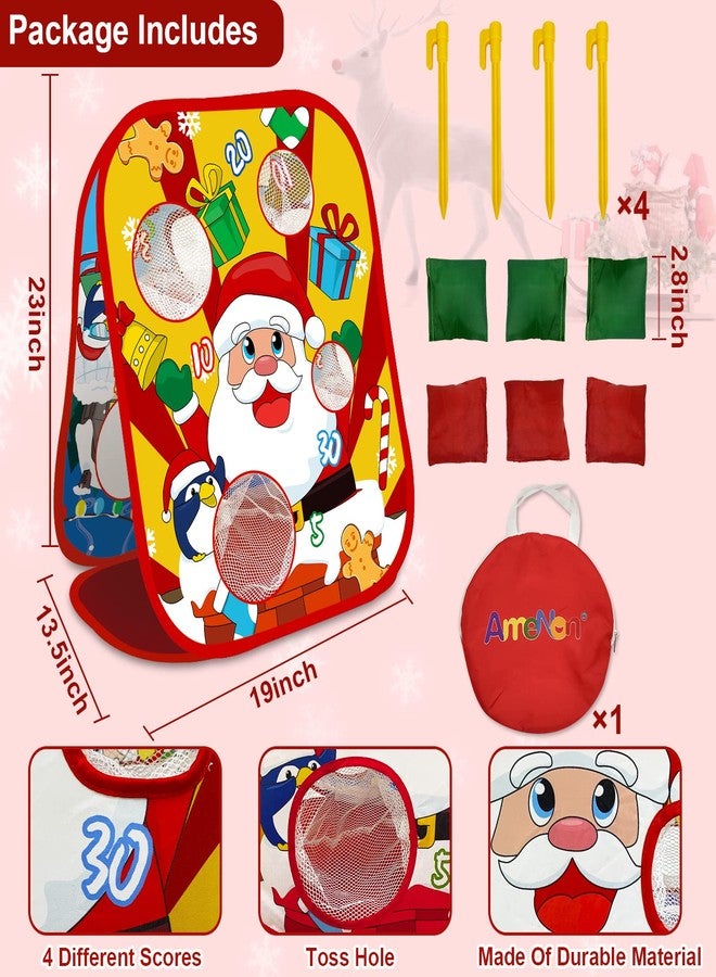 AMENON Christmas Party Games for Kids Adults Bean Bags Toss Game Double Side Collapsible Cornhole 8 Score Holes Christmas Toys Party Favors Supplies Carnival Yard Indoor Outdoor (6 Bean Bags) - Image 2