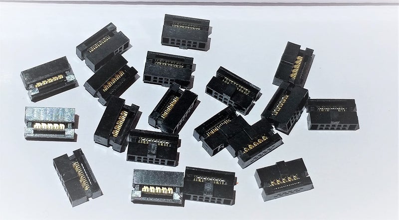 Connectors Pro 10P 20-Pack 1.27mm 0.05" Pitch Mini Dual Rows IDC FC Female Sockets Terminates to 0.635mm Flat Ribbon Cable (FC-10P-20PK) - Image 1