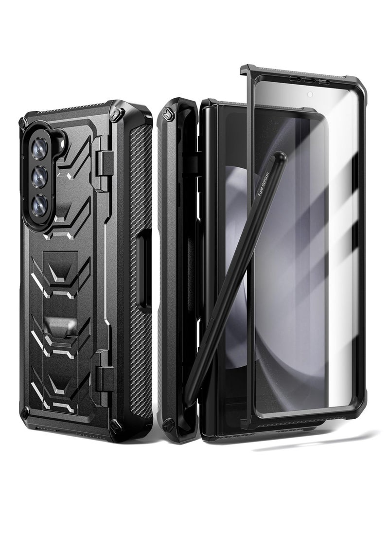 Aookay Case for Samsung Galaxy Z Fold 5 Case with Pen Holder and Kickstand, Built in Screen Protector, Full Body Protective Bumper Case for Fold 5, Not Include Pen  - Image 1
