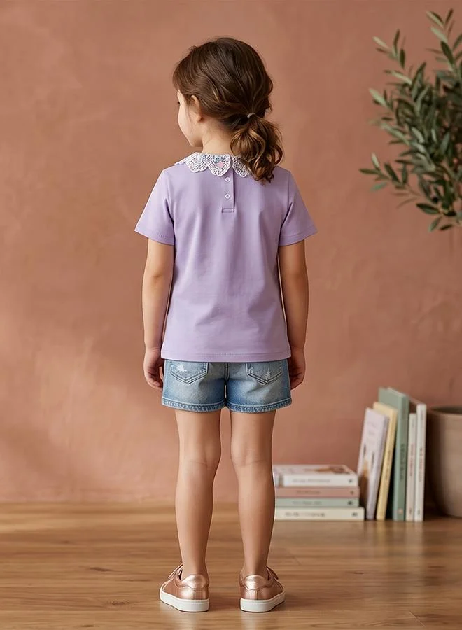 Babies & More Babies & More Toddler Girls Purple Short Sleeve T-Shirt