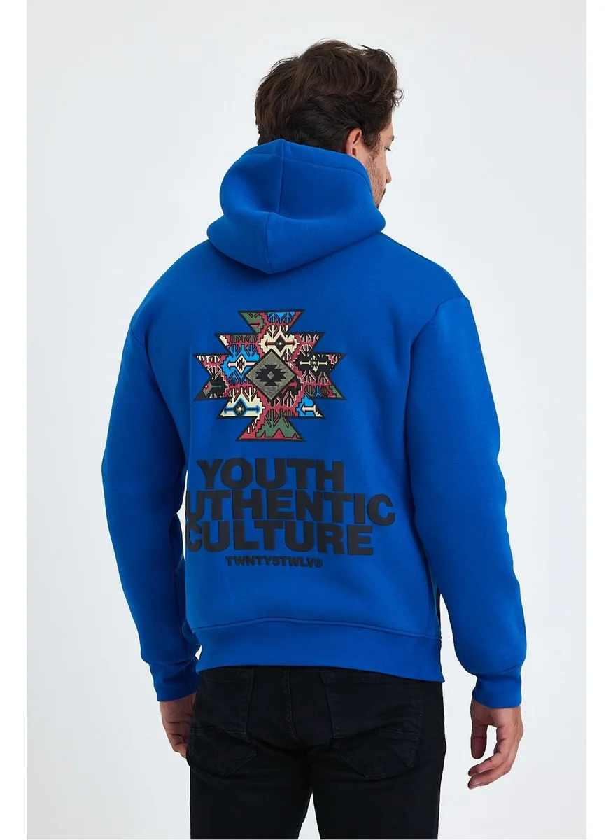 Cool Tarz Cool Style Men's Front and Back Printed 3 Thread Raised Hooded Sweatshirt