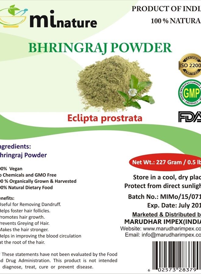 mi nature Bhringraj Powder (Eclipta Prostrata) by mi nature | 227g (8 oz)(0.5 lb) | 100% Natural and Pure | Hair Growth | Hair Pack | Improves Hair quality | Resealable zip lock pouch - Image 3