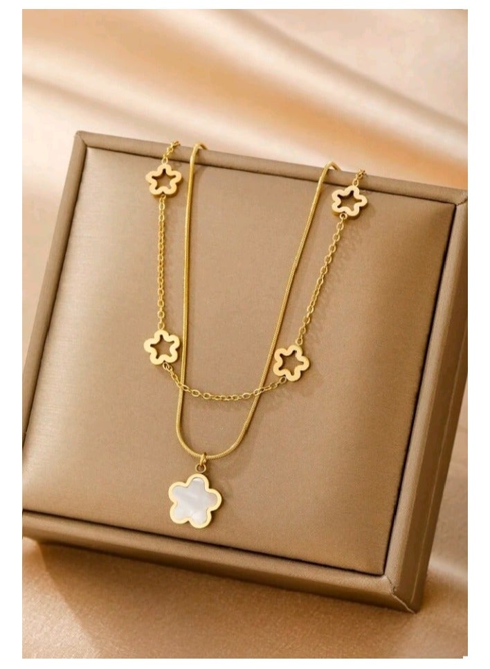 Attractives Trendy Stainless Steel Gold Plated Necklace For Women - Image 1