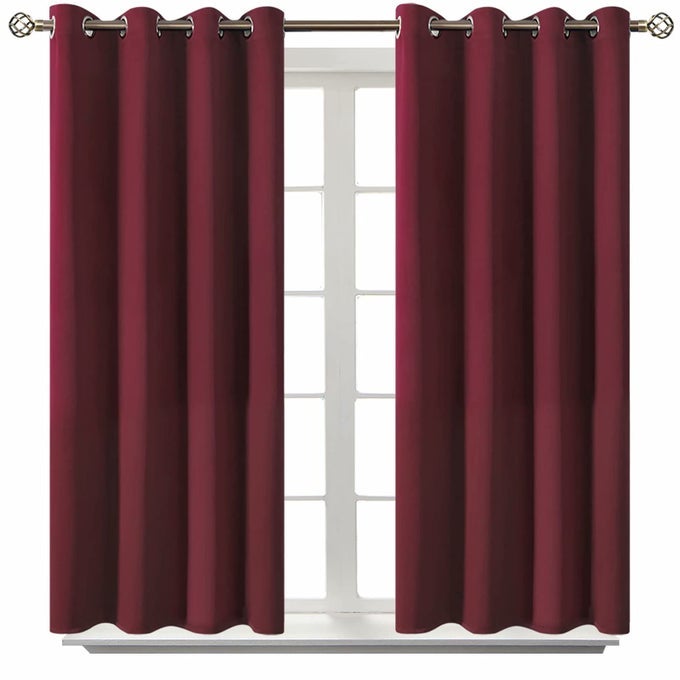 BLACKOUT CURTAINS FOR BEDROOM GROMMET THERMAL INSULATED ROOM DARKENING CURTAINS FOR LIVING ROOM SET OF 2 PANELS 52 X 45 INCH BURGUNDY