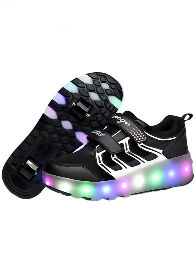DURKU Retractable Roller Shoes with LED Lights Size 35 Black Skate Simple Kids Gifts for Boys and Girls - Ideal for Parties and Birthdays - Image 1