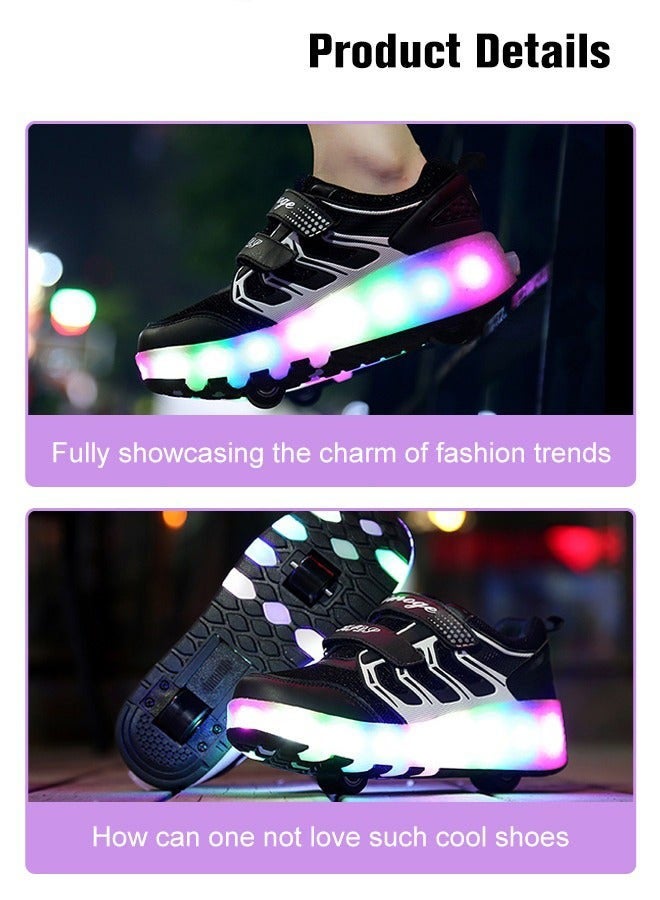 DURKU Retractable Roller Shoes with LED Lights Size 35 Black Skate Simple Kids Gifts for Boys and Girls - Ideal for Parties and Birthdays - Image 5