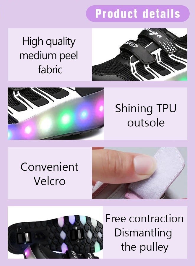 DURKU Retractable Roller Shoes with LED Lights Size 35 Black Skate Simple Kids Gifts for Boys and Girls - Ideal for Parties and Birthdays - Image 2