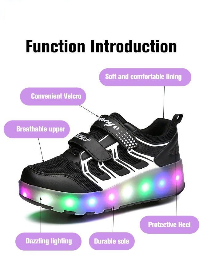 DURKU Retractable Roller Shoes with LED Lights Size 35 Black Skate Simple Kids Gifts for Boys and Girls - Ideal for Parties and Birthdays - Image 3