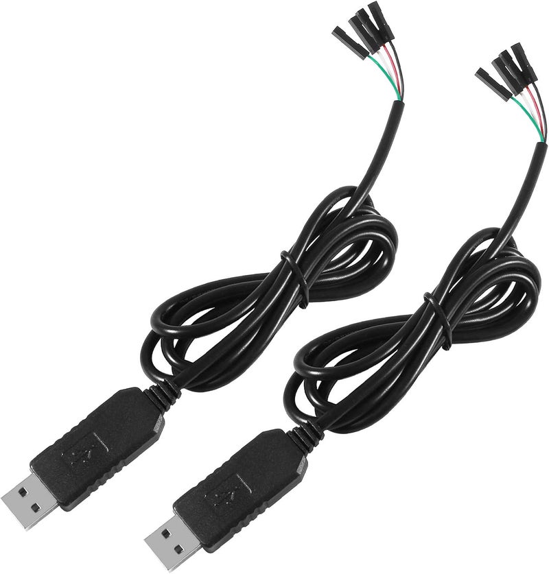 اتنسينك 2 عبوة PL2303 PL2303HX: كابل تحويل من USB إلى TTL سلسلي بجهد 3.3V، كابل تصحيح الأخطاء، محول من USB إلى RS232 TTL، منفذ أنثوي بـ 4 أطراف لتنزيل البرامج على أردوينو (كابل PL2303HX) - Image 1