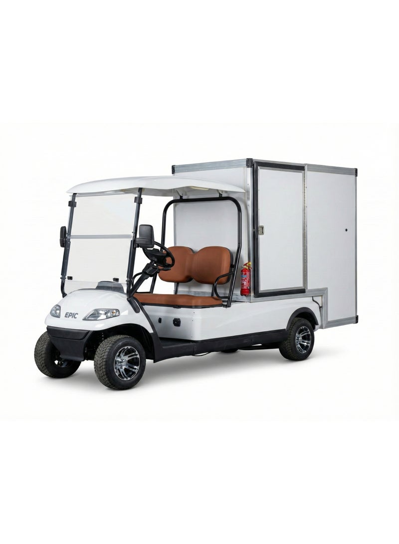 EPIC Housekeeping 2-Seater Non-Lifted Electric Golf Cart with Lithium Battery 105Ah & Standard Tires | Utility LSEV (White) - Image 1
