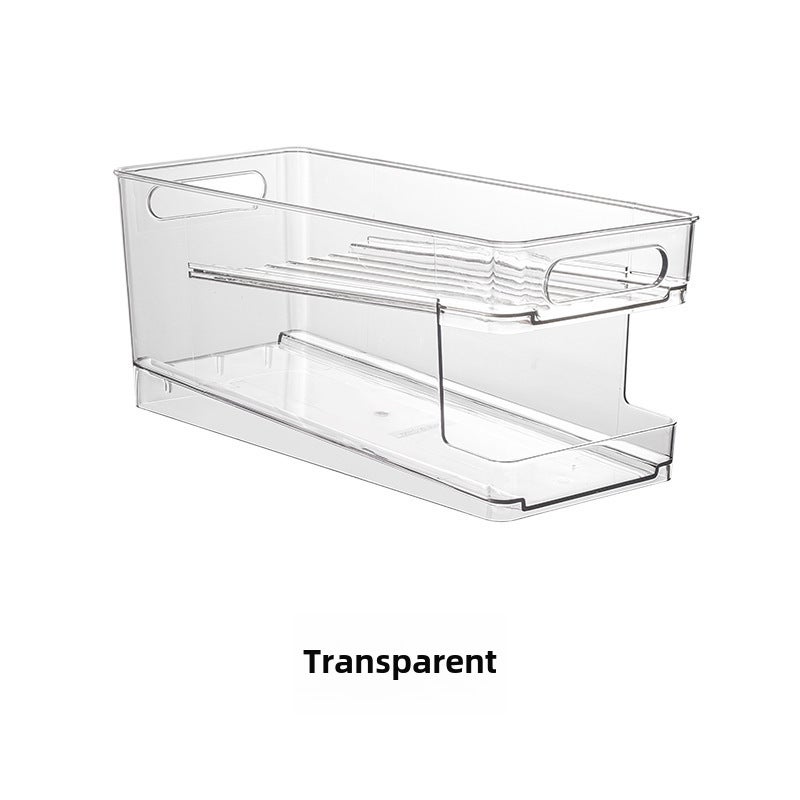 Double Layer PET Refrigerator Storage Box - Rolling & Easy-To-Use Beverage Organizer for Home Kitchen Refrigerator - Image 1