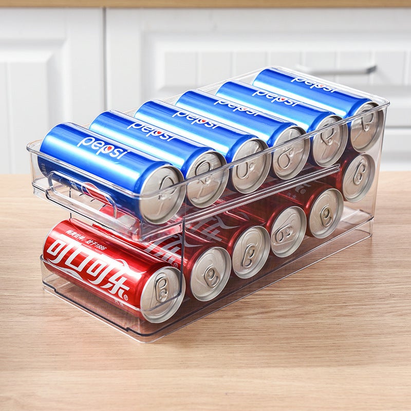 Double Layer PET Refrigerator Storage Box - Rolling & Easy-To-Use Beverage Organizer for Home Kitchen Refrigerator - Image 5