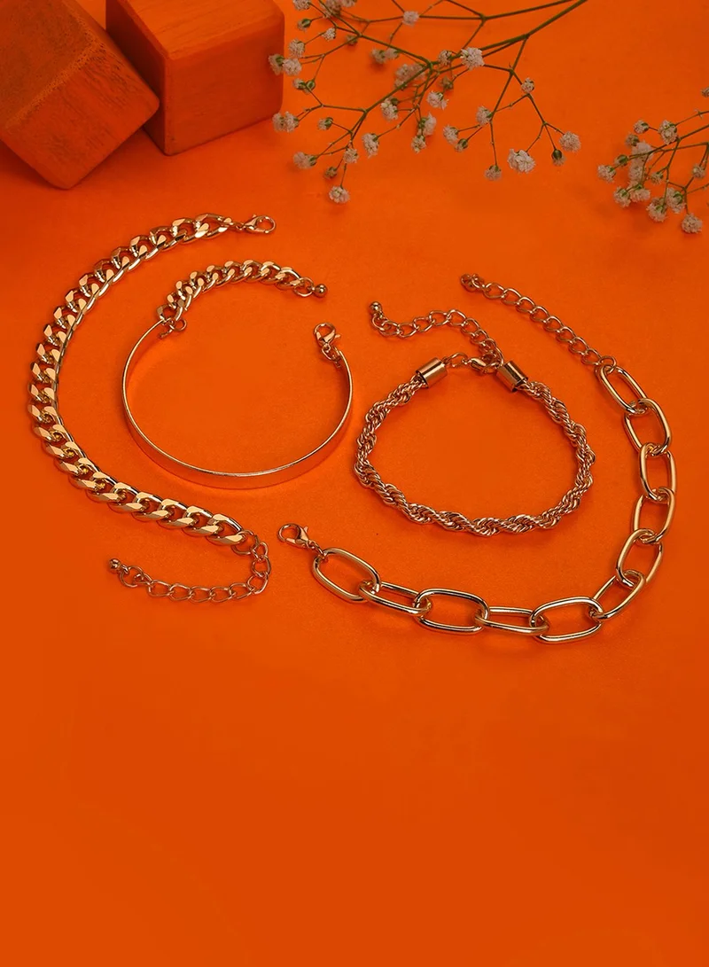 SOHI Set Of 4 Link Artificial Bracelet Jewellery