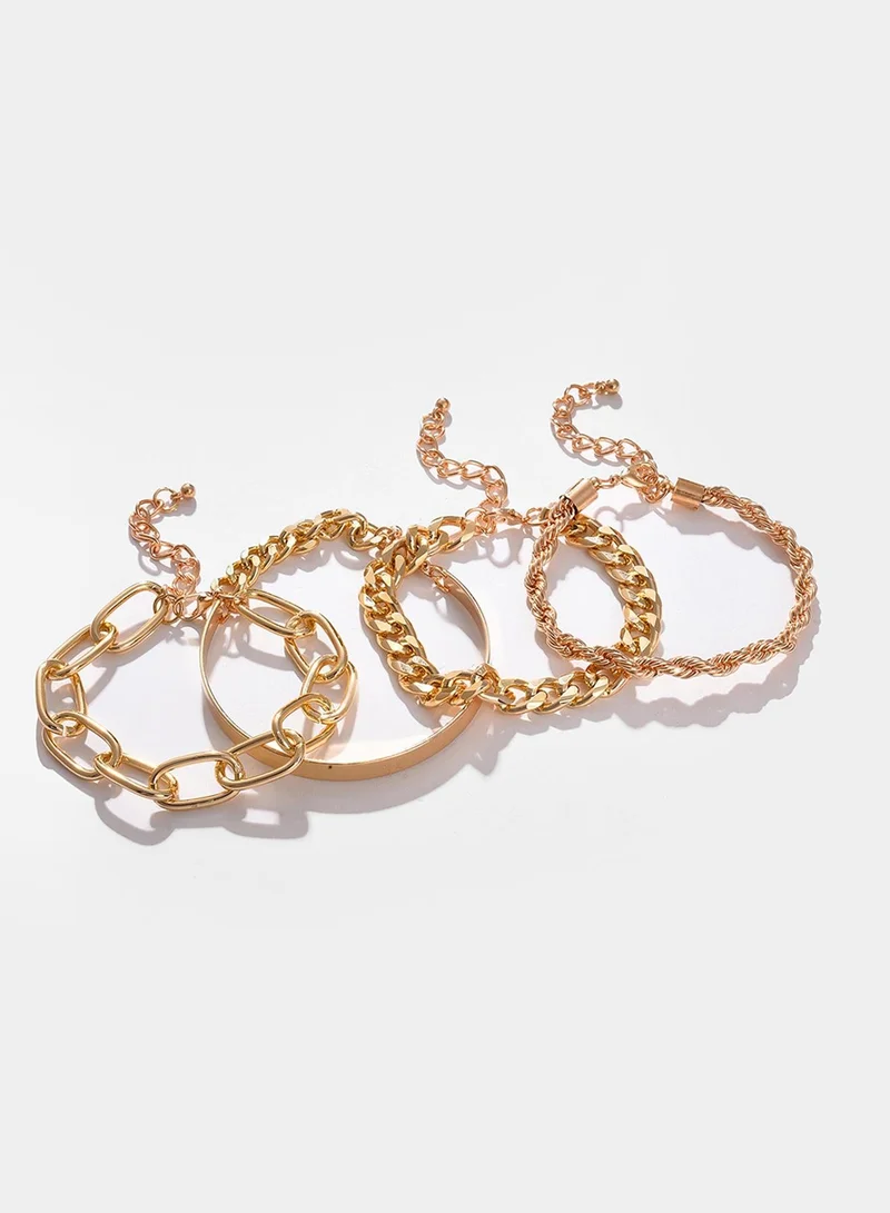 سوهي Set Of 4 Link Artificial Bracelet Jewellery