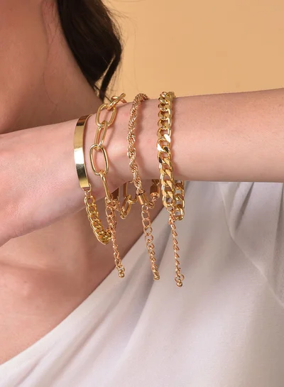 SOHI Set Of 4 Link Artificial Bracelet Jewellery