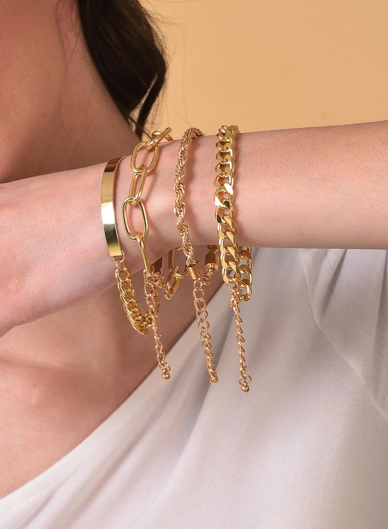 سوهي Set Of 4 Link Artificial Bracelet Jewellery