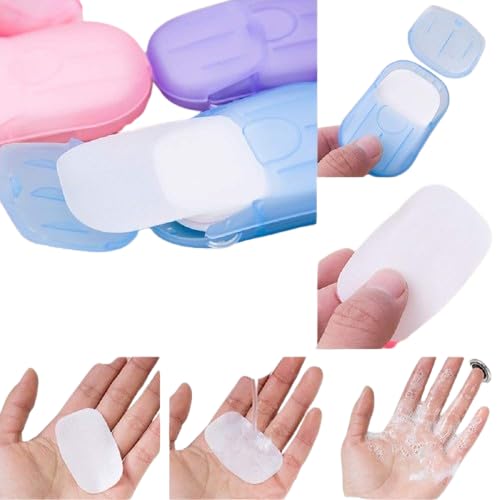 Elcaro 1 Box Disposable Hand Washing Cleaning Paper Soap Flakes Mini Soap Paper Travel Hand Washing Box - Image 1