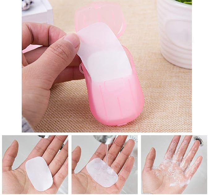 Elcaro 1 Box Disposable Hand Washing Cleaning Paper Soap Flakes Mini Soap Paper Travel Hand Washing Box - Image 4