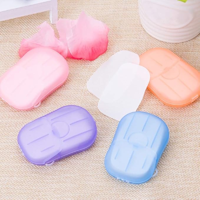 Elcaro 1 Box Disposable Hand Washing Cleaning Paper Soap Flakes Mini Soap Paper Travel Hand Washing Box - Image 5