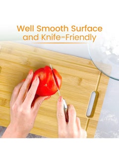 MOMENT Bamboo Chopping Board Set – Natural Bamboo Cutting Board With 3 Utensils, Knife-Friendly Design & Juice Groove For Chopping Meat, Vegetables, Fruits, And Cheese [30 X 40Cm][4Pcs/1Set]  - Image 3