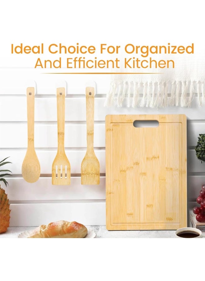 MOMENT - Bamboo Chopping Board Set – Natural Bamboo Cutting Board With 3 Utensils, Knife-Friendly Design & Juice Groove For Chopping Meat, Vegetables, Fruits, And Cheese [30 X 40Cm][4Pcs/1Set] - Image 1