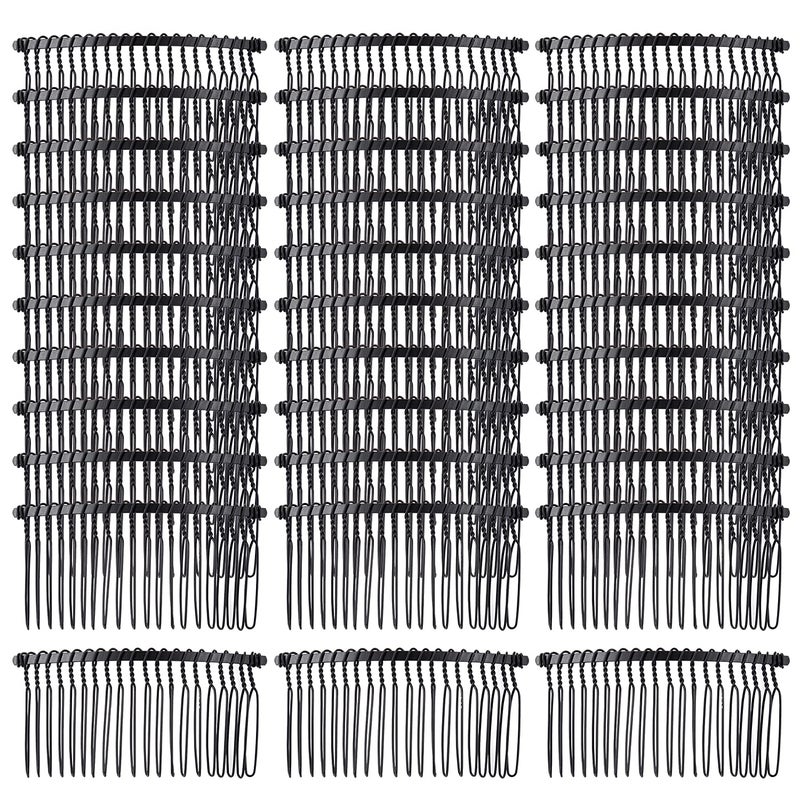 Cinaci 30 Pack Black Metal Hair Side Combs Slide Bun Holder with 20 Teeth DIY Headpieces Clips Grips Barrettes Accessories for Women Girls Brides Veil Black