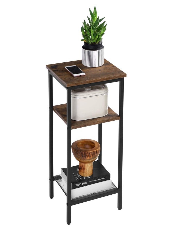 VASAGLE End Table, 3-Tier Nightstand, Side Table for Small Space in Living Room, Bedroom, Steel Frame, Easy Assembly, 1 Pack, Chestnut Brown - Image 1