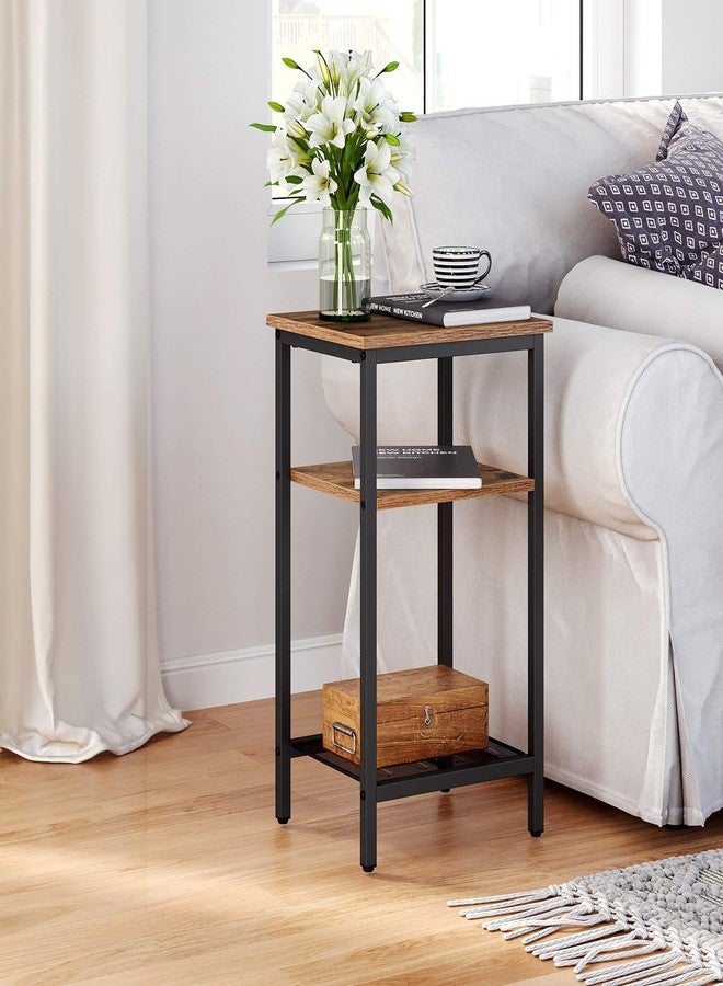 VASAGLE End Table, 3-Tier Nightstand, Side Table for Small Space in Living Room, Bedroom, Steel Frame, Easy Assembly, 1 Pack, Chestnut Brown - Image 2
