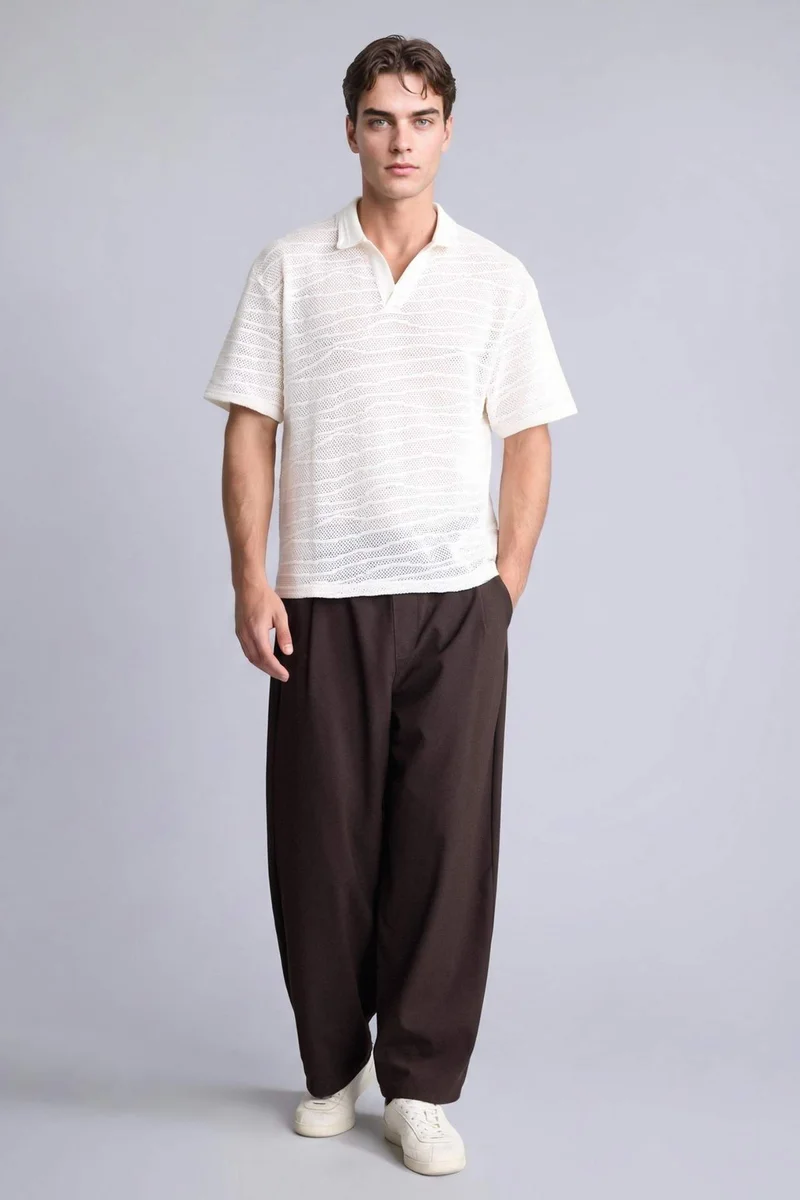 DeFacto Boxy Fit Polo Collar Short Sleeve Polo T-Shirt