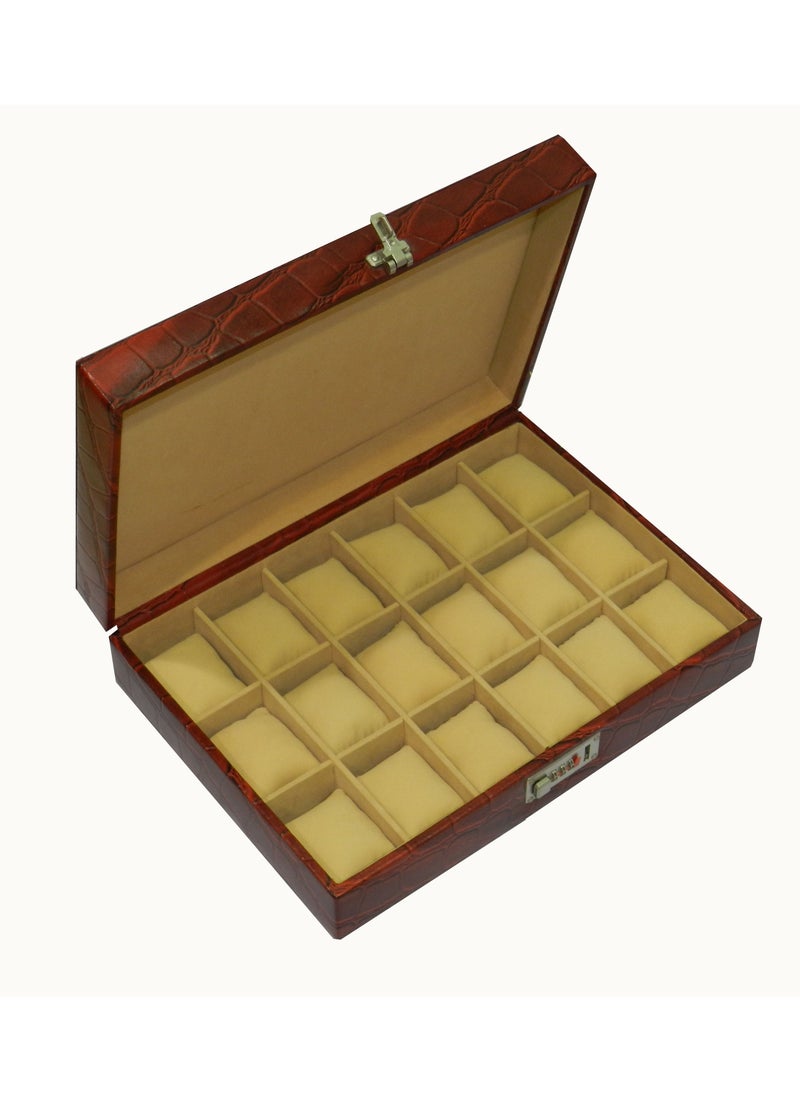 LAVERI LEATHER - Laveri Watch Box for Men Women (18 Slots), Premium  Leather Watch Case  Organizer Removable Pillow - Image 1