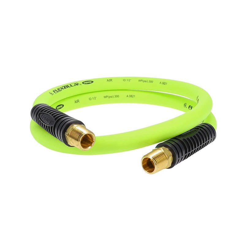 Flexzilla HFZ1204YW4S Swivel Whip Air Hose 4 Ft 12 MNPT Swivel x 12 in MNPT Ends Extreme All Weather Flexibility Lightweight