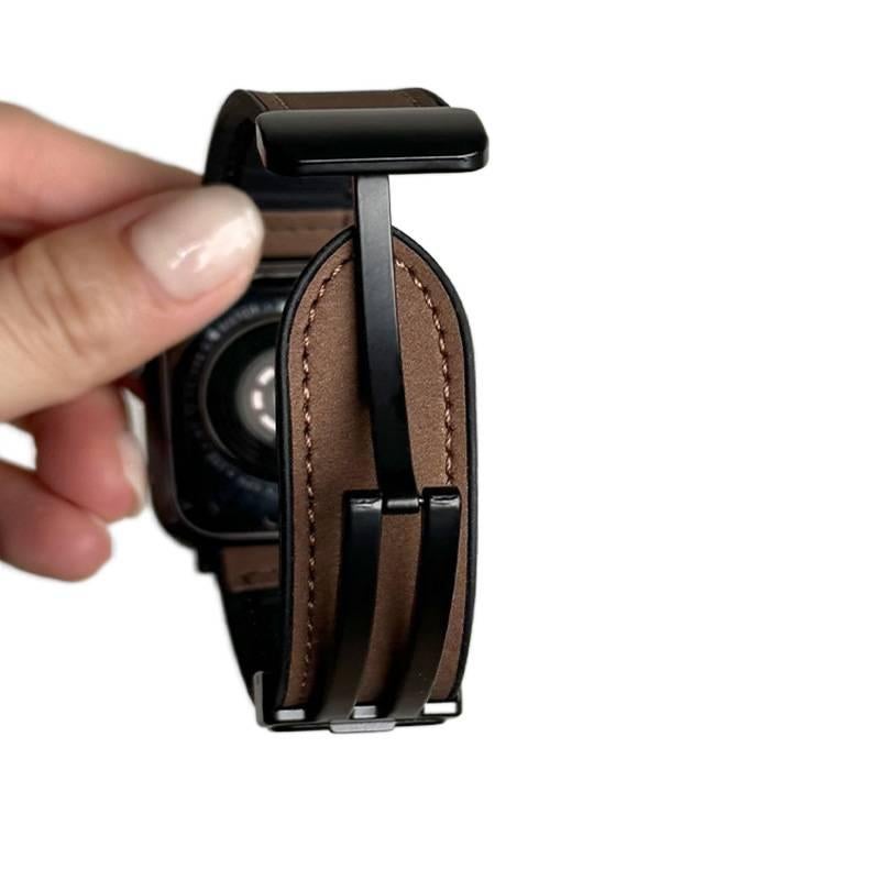 AD White Classic Leather Strap Smartwatch Band Compatible with Apple Watch / SE with Adjustable Fit Replacement Strap for Daily Wear - Image 4