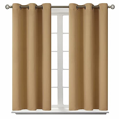 BGment Blackout Curtains  Grommet Thermal Insulated Room Darkening Bedroom and Living Room Curtains Set of 2 Curtain Panels 38 x 54 Inch Khaki