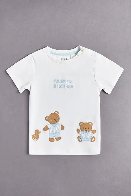 أر أند بي Embroidered T-Shirt and Joggers Set