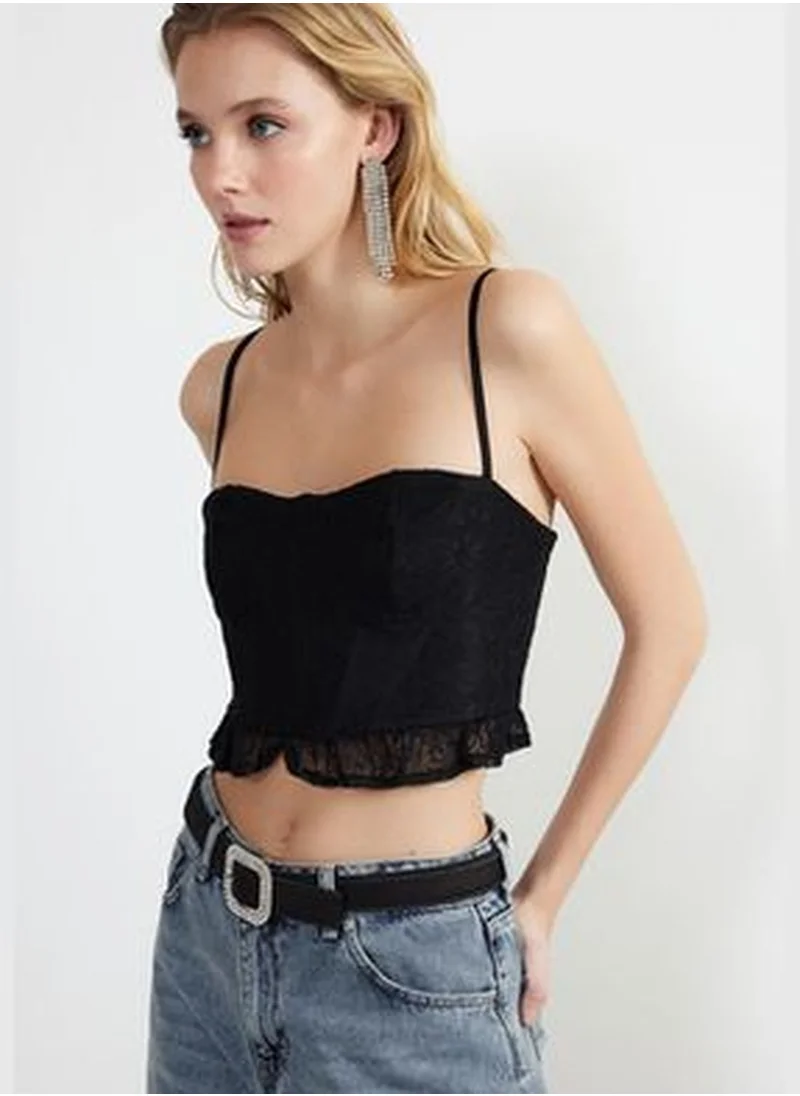 trendyol Black Lace Crop Bustier